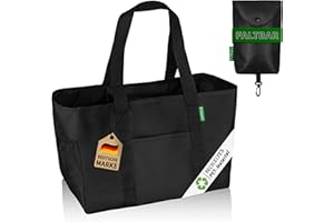 COTTARA Torba na zakupy, składana, duża, ekologiczna, z materiału pochodzącego z recyklingu, odporna na działanie wody i stabilna, idealna jako torba na zakupy, torba łazienkowa lub torba do noszenia