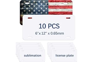 10 PCS Sublimation License Plate Blanks 6"X12" x 0.65mm,White Metal Aluminum Automotive Front License Plate Tag