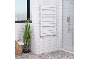 Warmehaus Designer Minimalist Bathroom Flat Panel Heated Towel Rail Radiator Ladder Rad Central Heating 1000 x 600 mm - White