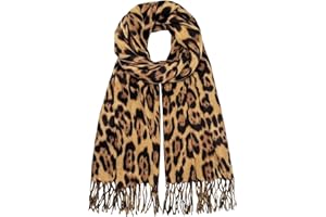 MUNSKT - Bufanda de invierno para mujer, talla grande, para hombre, bufanda de invierno, imitación de leopardo, para mujer, estampado de leopardo, suave y grueso, suéter, chal, moda, regalo de Navidad