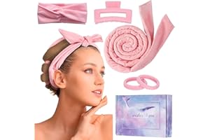 BIEYOC Rizador de pelo sin calor, cinta de terciopelo para rizos sin calor, cinta de terciopelo durante la noche con horquilla, antideslizante, cinta de yoga, juego de peinados para cabello largo y mediano