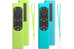 RYHX Custodia Protettiva per Telecomando Samsung (2021-2022) BN59-01385B, TM2280E, BN59-01391B,BN59-01391A, BN59-01357B - Silicone Antiscivolo e Antiurto (Blu Fluorescente + Verde Fluorescente)