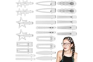 BREMOROU Lot de 24 barrettes à cheveux Y2k en forme d'étoile Y2k en métal argenté pour femme - Accessoires gothiques des années 2000 pour cheveux épais et fins