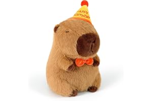MOFUSAND Birthday Capybara Plush, 8in Kawaii Capybara Stuffed Aniamls Toys Soft Plushie Dolls Capybara Plush Pillow Gift for Kids Boys Girls (Birthday Capybara,8in)