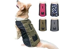 Etechydra Manteau d'hiver imperméable réversible réglable et réfléchissant avec col en polaire chaude pour chiens de petite, moyenne et grande taille, vert + noir, taille S