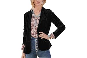 MINTLIMIT Women's Casual Velvet Blazer Notched Lapel Button Front Blazer Jacket Long Sleeve Jacket Coat Blazer