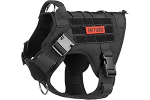 OneTigris Tactical Dog Harness - Fire Watcher Comfortable Patrol Vest (Black, Large)