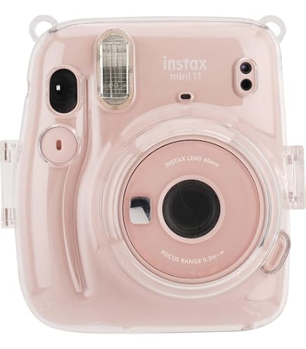 JXE Custodia protettiva trasparente per fotocamera in cristallo con tracolla regolabile arcobaleno compatibile con Fujifilm Instax Mini 11