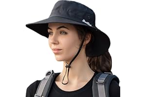 Korhleoh Cappello da Sole per Donna Protezione UV Cappello da Pesca a Tesa Larga Cappello Estivo da Spiaggia a Coda di Cavallo Safari Booney Bucket Hat