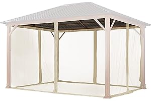 TOOLPORT Zanzariera 4 pz per gazebo da giardino Forest Superior 3x4 m - Poliestere - Colore Crema - Materiali di fissaggio inclusi