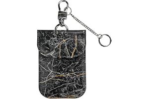 Winmex Faraday Pouch for Car Keys - Marble Black & Gold | Signal Blocking Anti Theft RFID Protection for Keyless Entry Keys | PU Leather Case with Keyring for Remote Entry Cars | Gifts for Car Owners