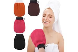 Gant de gommage exfoliant pour le corps profond, 4 pièces gant exfoliant pour peau morte et sèche douche gants exfoliants cadeau pour femmes et hommes