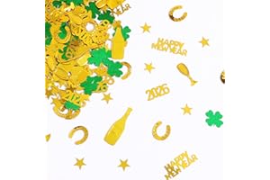 BOOMTOP Coriandoli Anno Nuovo 2026 Stella Quadrifoglio Happy New Year Champagne Coriandoli Decorazione Tavola Anno Nuovo 2026 Capodanno Festa