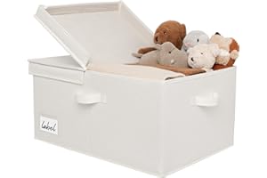 GRANNY SAYS Caja de almacenaje grande con tapa, set de 1 cesta de almacenaje de tela con tapa, caja de almacenaje para estanterías de armario, cesta de almacenaje blanca para organizar la ropa