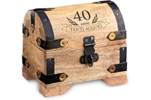 Casa Vivente Contenitore in Legno Chiaro con Incisione - 40 Anni - Confezione per Regalo - Scatola Portaoggetti Vintage - Portagioie - Oggetti per la Casa - Idee Regalo Compleanno - 10 x 7 x 8,5 cm