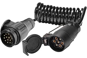 ETUKER Cable para Remolque 7 Polos Adaptador Cable 1.8M 12V Alargador Cable Remolque con Enchufe 13 Pines a Zócalo 7 Pines