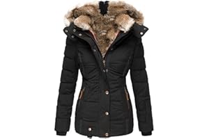 WHZXYDN Veste en Coton De Laine Chaude d'hiver Manteau à Capuche en Coton à Manches Longues Et à GlissièRe pour Femmes