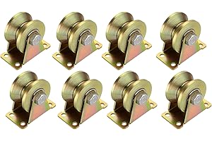Cokritsm Sliding Gate Wheels Steel Pulley Blocks with Bracket Heavy Duty V Groove Caster Wheels Pulley Wheel for Ropes Inverted Track, Rolling Gate, Sliding Gate, Industrial Machines 8pcs