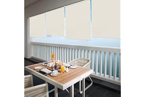 Riossad Außenrollo Senkrechtmarkise 180x140cm, Sonnenschutz Sichtschutz Vertikalmarkise, Außen Balkonrollo UV Schutz Wasserfest, Balkonmarkise für Fenster, Balkon, Garten, Terrasse(Beige)
