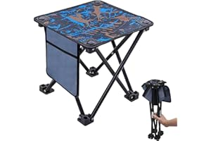 AKOFIC Sedia Campeggio Pieghevole, Piccolo Sgabello Portatile Leggero con Tasca, Mini Sgabelli per Campeggio Pesca Spiaggia Giardino Viaggio Picnic BBQ Esterno Escursione Capacità di Carico 120kg