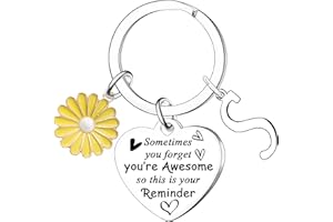 Waeceip Inspirational Keychain Sometimes You Forget You're Awesome Letter Keyring Initial Alphabet Keychain Gifts for Christmas