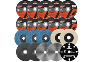 SI FANG Pack mit 20 Trennscheiben & Fächerscheiben für Metall, Durchmesser 75 mm, für Mini-Winkelschleifer, Schneiden, Polieren, Schleifen von Metall