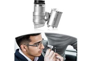 TENG HONG HUI Mini 45X LED Mikroskop, UV Beleuchtetes Taschenmikroskop，Tragbares Taschenmikroskop Lupe Mikroskop 45-fache Handlupe für Juwelier Einstellbare Lupe Mini Metall Mikroskop Einstellbare Lupe mit UV-Licht