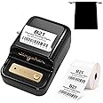 IS MUHE B21 Barcode Label Printer, Portable Labeler with Tape, Inkless Thermal Sticker Maker, Compatible with iOS and Android Universal for Home and Business, with 1 Roll of Label Stickers (Black)