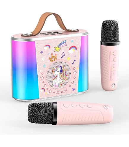 Micro Karaoké Enfant TAVADA – 2 Micros, Bluetooth 5.4, 4 Modes, Lumière RGB, Pour Chambre, Fête, Cadeau