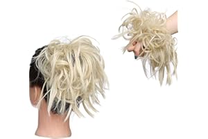 S-NOILITE Estensioni dei capelli arruffati Moda Hairpiece Scrunchie Dritto elastico updo Scrunchy Bun Brown Blonde Parrucca coda di cavallo Hairdo Biondo candeggina