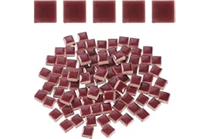 sourcing map 100g Square Mosaic Tiles, Colorful Ceramic Mosaic Tiles for Crafts Bulk Mosaic Supplies for Home Decoration Art Crafts DIY Projects, 0.4 x 0.4Inch, Rose Red