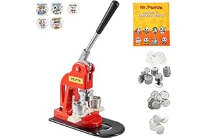 VEVOR Buttonmaschine Knopfmachermaschine 32 mm, Badge Punch Press 500 STK. Blechdeckel, DIY Badge Press Machine Button Badge Maker für Personalisiertes Abzeichen inkl. Zauberbuch & Kreisschneider