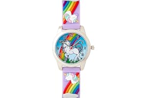BWC Ltd Fun TIME Unicorn Kids Watch – Analogue Time Teaching Watch with 3D Rainbow Strap – Quartz Movement – Ages 3-8
