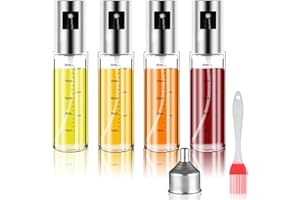 Oinvs 4PCS Oil Spray Bottle 100ml/3.5OZ Olive Oil Spray Bottle,Lead-Free Glass, Easy to Clean, Cooking Oil Spray Bottle for Oil and Vinegar,