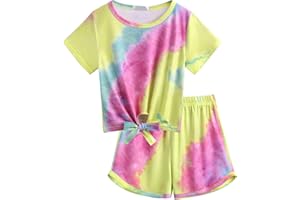 Arshiner Ragazze Set di Abbigliamento Casual Maglietta con pantaloncini Moda Sportiva Estiva Completi e Coordinati per Bambine e Ragazze