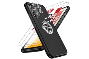 LeYi Pokrywa dla Samsung Galaxy A34 5G z [2 Pack] Szkło Hartowane i Ochrony Aparatu, Wojskowe Etui Odporny Na Wstrząsy Uchwyt Pierścień Wytrzymały TPU Silikonowe Zderzak Case dla A34 5G Czarny