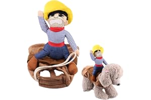 JTMKYO Disfraz de perro creativo de 1 pieza, disfraz de jinete de vaquero, disfraz de Halloween para perros, ropa divertida para mascotas, suéter para perros