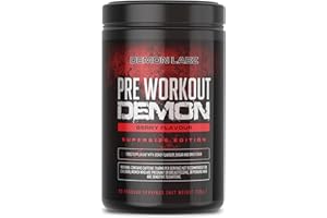 DEMON LABZ Pre Workout Demon - Complément puissant pré-entrainement avec créatine, caféine, bêta-alanine et glutamine (Fruits Rouges, 720g)