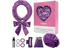 weiwei Heatless Curlers Headband, Heatless Curls Hair Curlers No Heat, 70" Soft Large Hair Rollers Curling Rods Gift Set for Women Long Wave Hair Volume, 9 PCS Overnight Curls Hair Wrap Curler -Purple