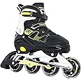 MammyGol Inline Skates for Adults Men Women, Roller Skates with Carbon Steel Bearings, TPR Brake, 3D Mesh, EVA Lining, PVC Upper | Adjustable Size for Better Fit for Skating Enthusiasts Yellow