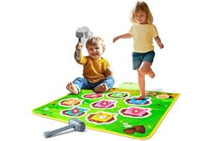 HmiL-U Whack-A-Mole Game Mat for Kids – 8 Modes, 2 Hammers, LED Lights, Piano Mat Multiplayer Fun Musical Mat for Boys & Girls Interactive Educational Toy Christmas Birthday Gifts for Toddlers