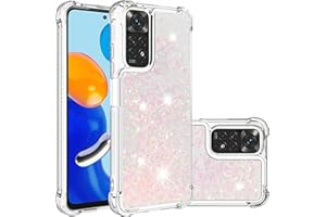 IMIRST Silicona Funda para Redmi Note 11 / 11s 4G, Esquina Airbag Protección contra Arenas Movedizas Líquido Sparkle TPU Carcasa Transparente para Xiaomi Redmi Note 11s / 11 4G. YBW Star Pink