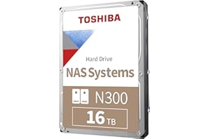 Toshiba N300 16TB NAS 3.5-Inch Internal Hard Drive - CMR SATA 6 GB/s 7200 RPM 512 MB Cache - HDWG51GXZSTA