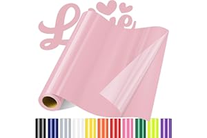 Sgooyir Rouleau Vinyle thermocollant Rose pour Tissu, 30.5 x 183 cm Flex Thermocollant pour Tissu, T-Shirts, Sacs, Casquettes