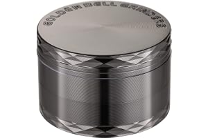 Lihao 1 x kvarn, pulver, kross, nickel-svart, 4-delat set, örtkvarn, zinklegering för kryddor, örter (återanvändbar)