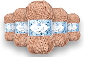 LaVita Yarn VELUR Hand Knitting Yarn, Wool 5-Pieces Pack, 100% Micro Polyester Yarn, 1 Ball 100 gr, 120 mt (7120)