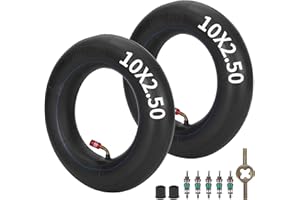 WEIYINGSI 10x2.50/2.75 Chambre à air 10 Pouces avec Accessoires d'installation pour Scooter électrique Smart Self Balance Mobility 36v 48v 400w 500w 800w Hub Moteur Mijia M365 avec TR87 Angled Stem 2 Pack