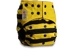 Littles & Bloomz, Reusable Pocket Real Cloth Nappy Washable Diaper Bamboo Charcoal, Pattern 3, with 2 Microfibre Inserts