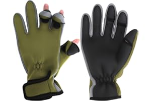 EOAMGO Fishing Gloves with 3 Fingerless Gloves, Waterproof Anti-slip Thermal Gloves Elastic Cuff Flap Cover Fleece Half Finger Mittens for Men Women Fishing, Cycling, Winter Outdoor Sport