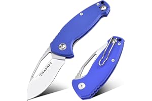 HARNDS Cuchillo para Exteriores Cuchillo Plegable con AUS-8 Cuchillo de Bolsillo con Mango de G10 Clip de Bolsillo
